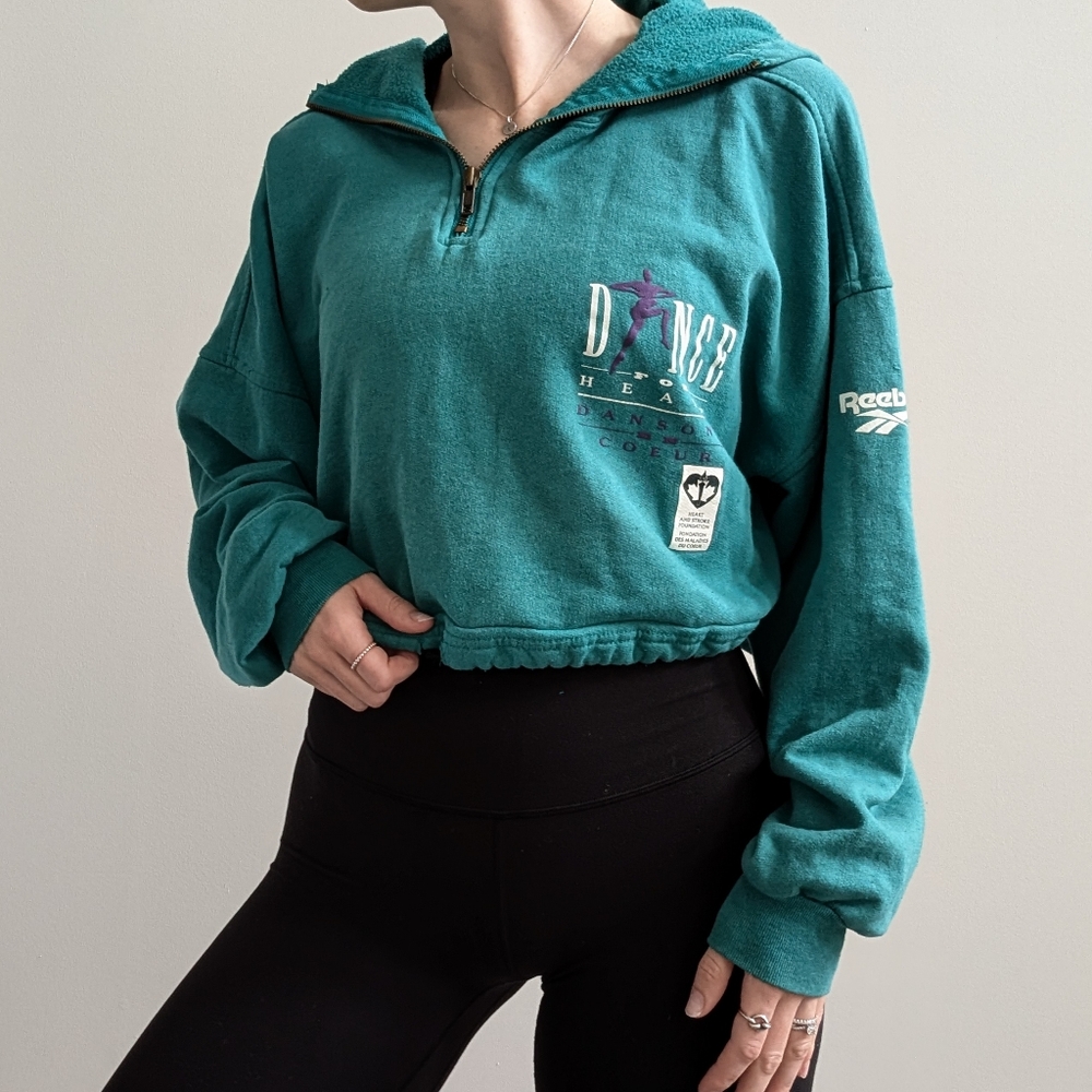 Vintage Reebok Half Zip Cropped Hoodie